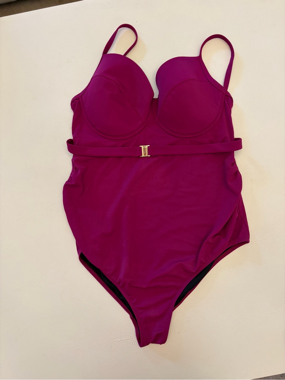 Seraphine Maternity Magenta One piece swimsuit with belt - large - Picture 2 of 4